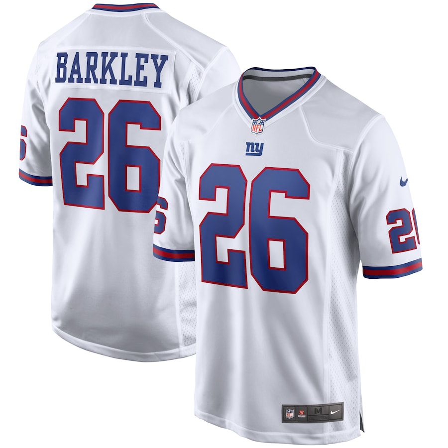 Men New York Giants #26 Saquon Barkley Nike White Alternate Game NFL Jersey->new york giants->NFL Jersey